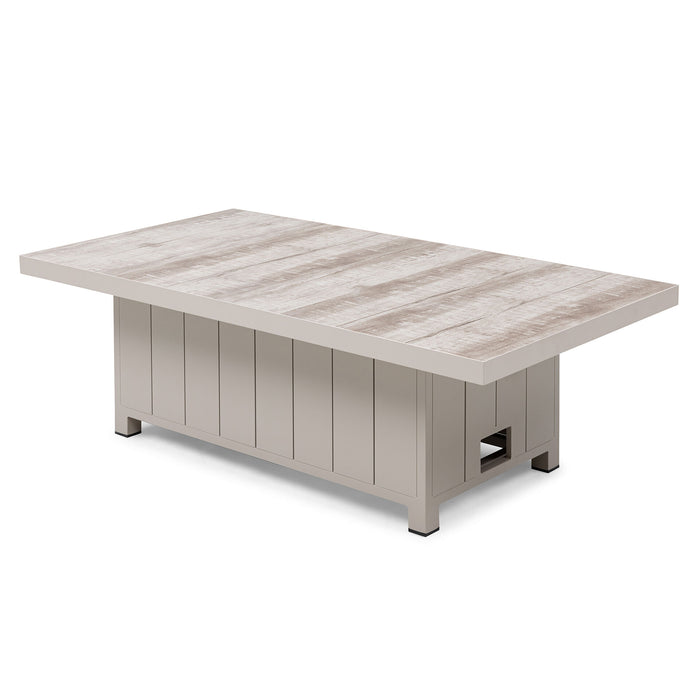 Valencia Reclining 3 Seat Aluminium Garden Sofa Set with Rising Table & Footstools - Latte