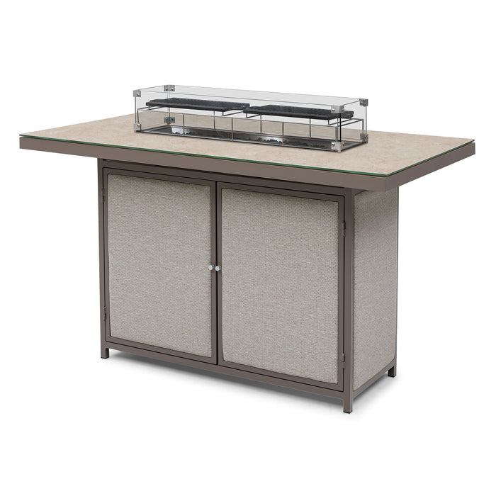 Outdoor Fabric Regal 8 Seat Rectangular Bar Set with Fire Pit Table