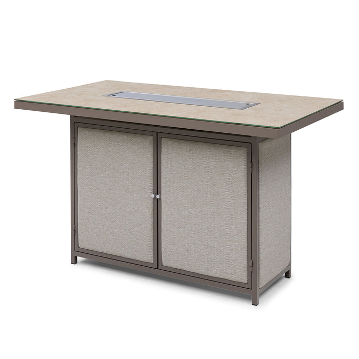 Outdoor Fabric Regal 8 Seat Rectangular Bar Set with Fire Pit Table
