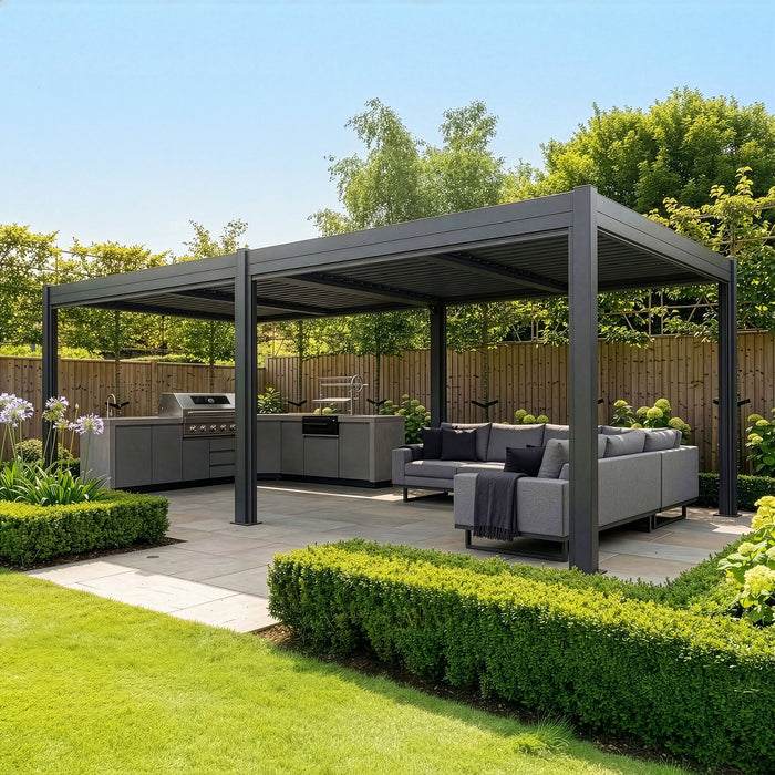 Como 78mx4m Aluminium Metal Outdoor Garden Pergola - Grey