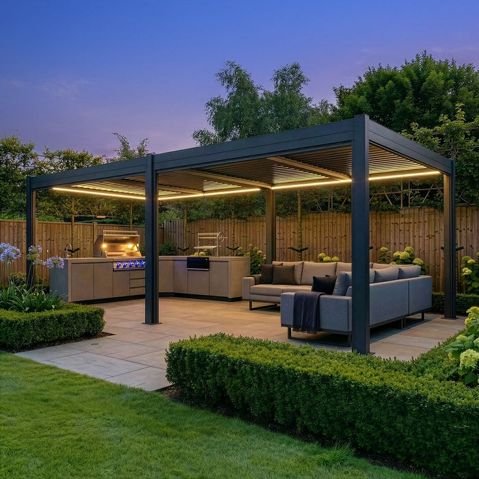 Como 78mx4m Aluminium Metal Outdoor Garden Pergola - Grey