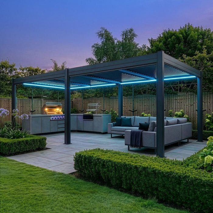 Como 78mx4m Aluminium Metal Outdoor Garden Pergola - Grey