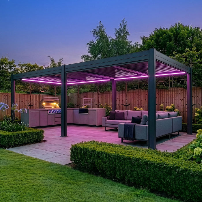 Como 78mx4m Aluminium Metal Outdoor Garden Pergola - Grey