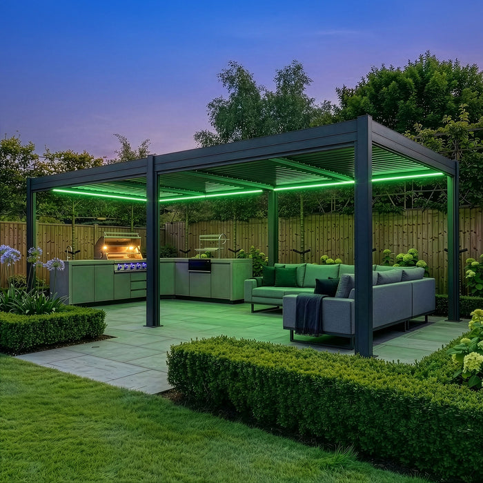 Como 78mx4m Aluminium Metal Outdoor Garden Pergola - Grey