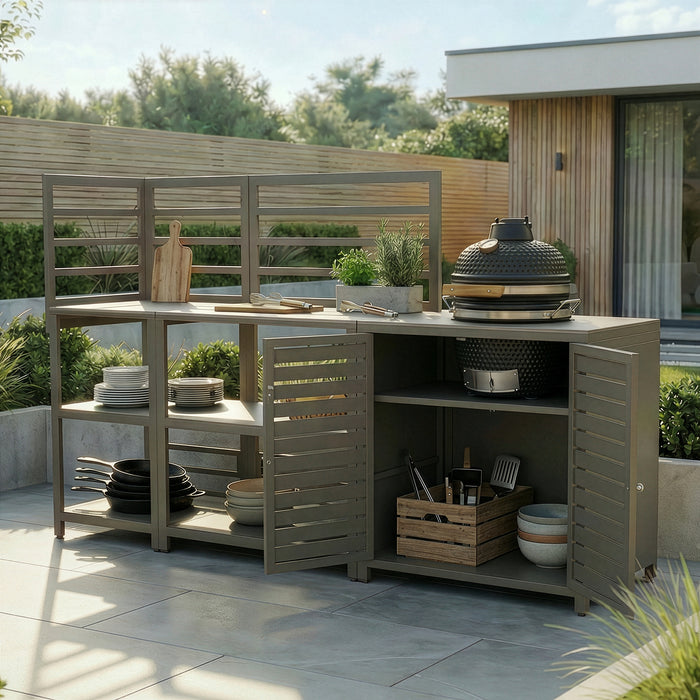 Napoli Outdoor Kitchen & Bar Set with 16 inch Kamado - CafÃ©