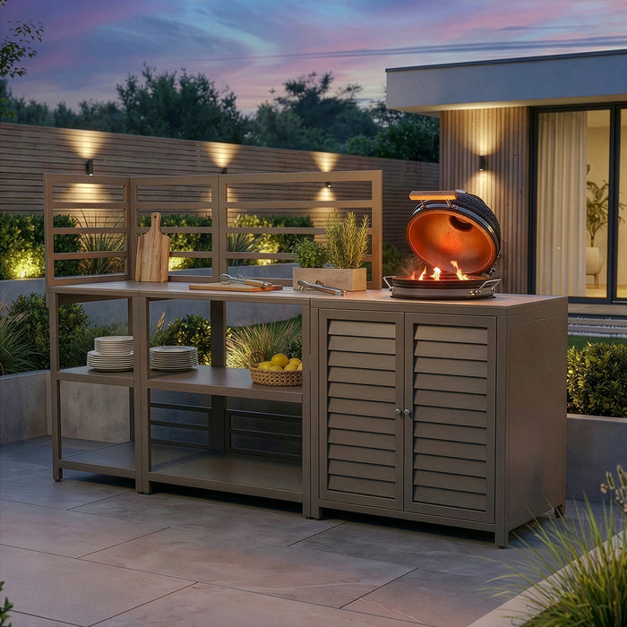 Napoli Outdoor Kitchen & Bar Set with 16 inch Kamado - CafÃ©