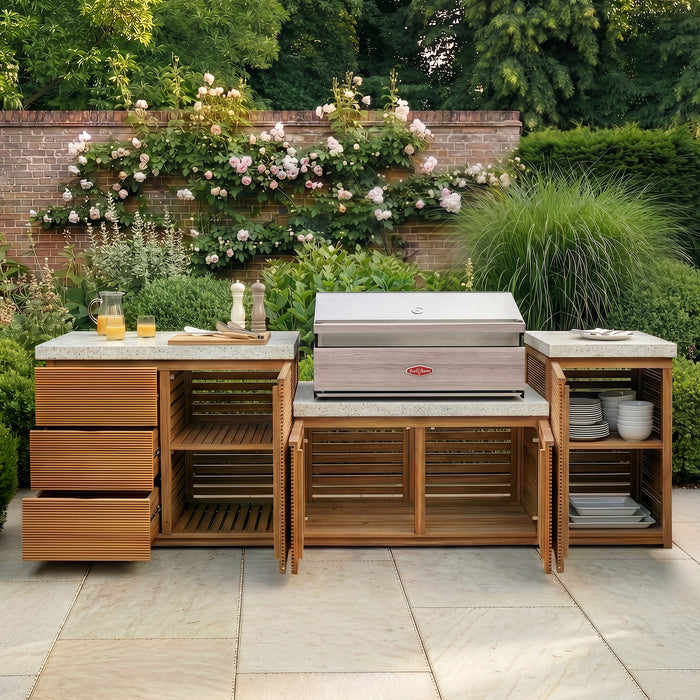 Antigua Outdoor Kitchen Storage Units with Beefeater 1500 Series BBQ - Medium Configuration