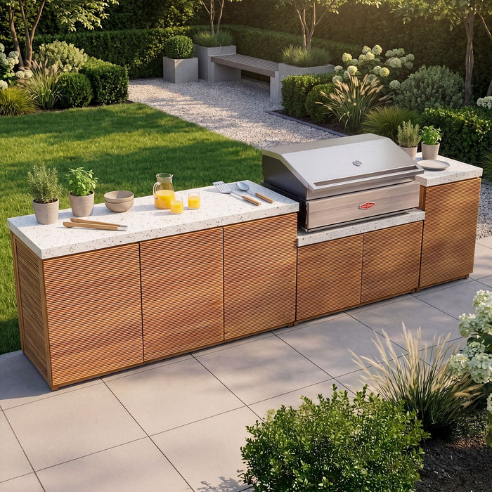 Antigua Outdoor Kitchen Storage Units with Beefeater 1500 Series BBQ - Large Configuration
