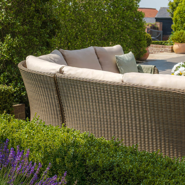 Winchester Royal U-Shaped Rattan Sofa Set with Rising Table - Ceramic Glass