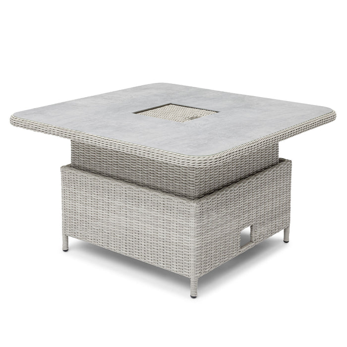 Oxford Royal U-Shaped Rattan Sofa Set with Rising Table - Ceramic Glass