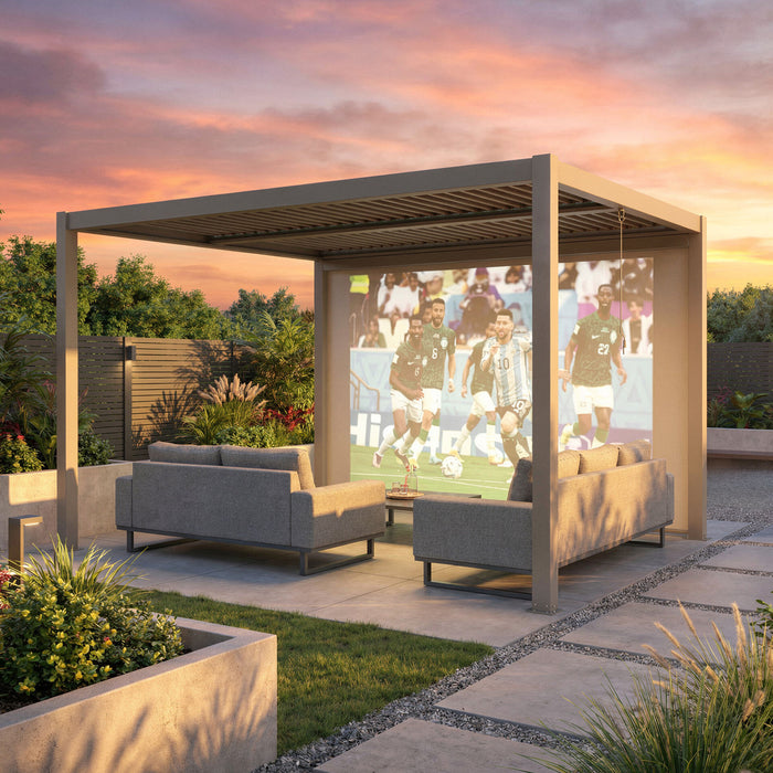 Como Pergola Pull Down Projector Screen to fit within 4m width