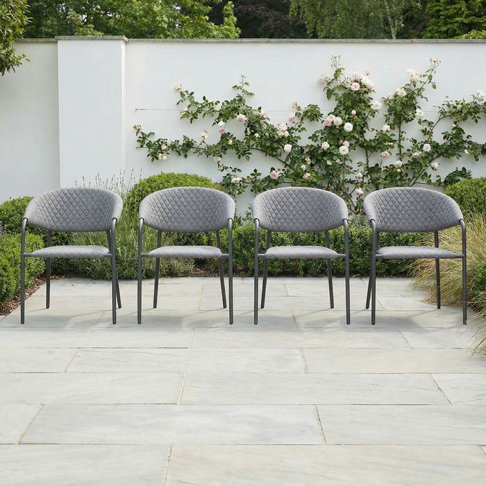 Set of 4 Outdoor Fabric Pebble Dining Chairs