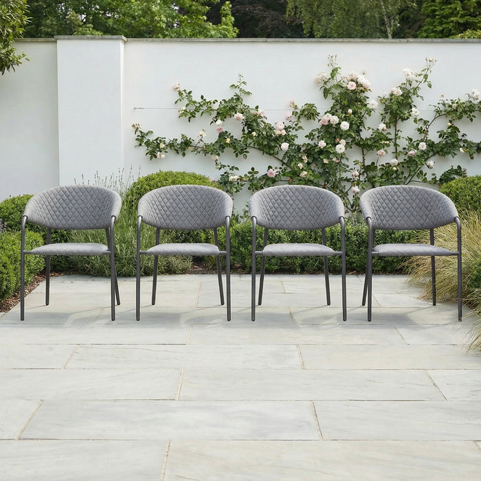 Set of 4 Outdoor Fabric Pebble Dining Chairs