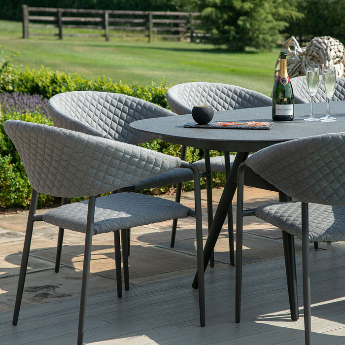 Set of 4 Outdoor Fabric Pebble Dining Chairs
