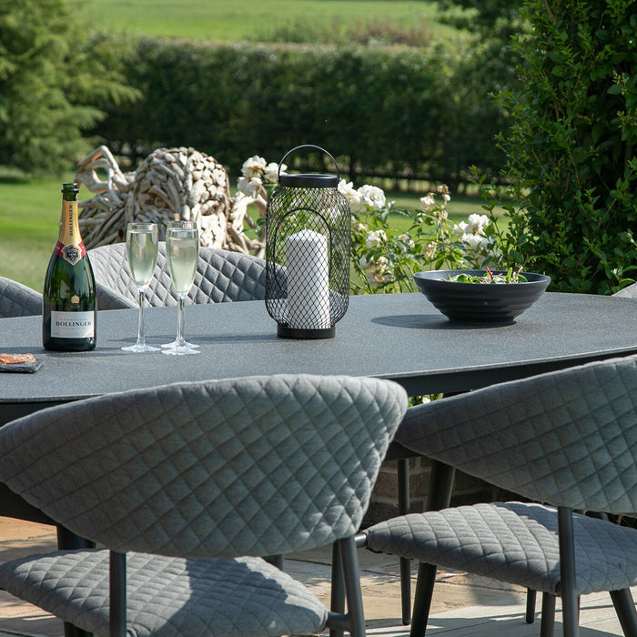 Set of 4 Outdoor Fabric Pebble Dining Chairs