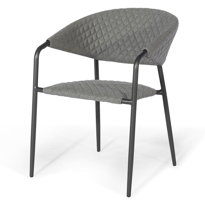 Set of 4 Outdoor Fabric Pebble Dining Chairs
