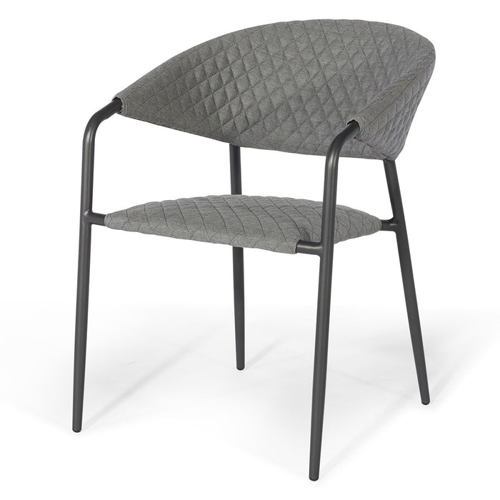 Set of 4 Outdoor Fabric Pebble Dining Chairs