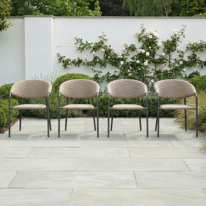 Set of 4 Outdoor Fabric Pebble Dining Chairs