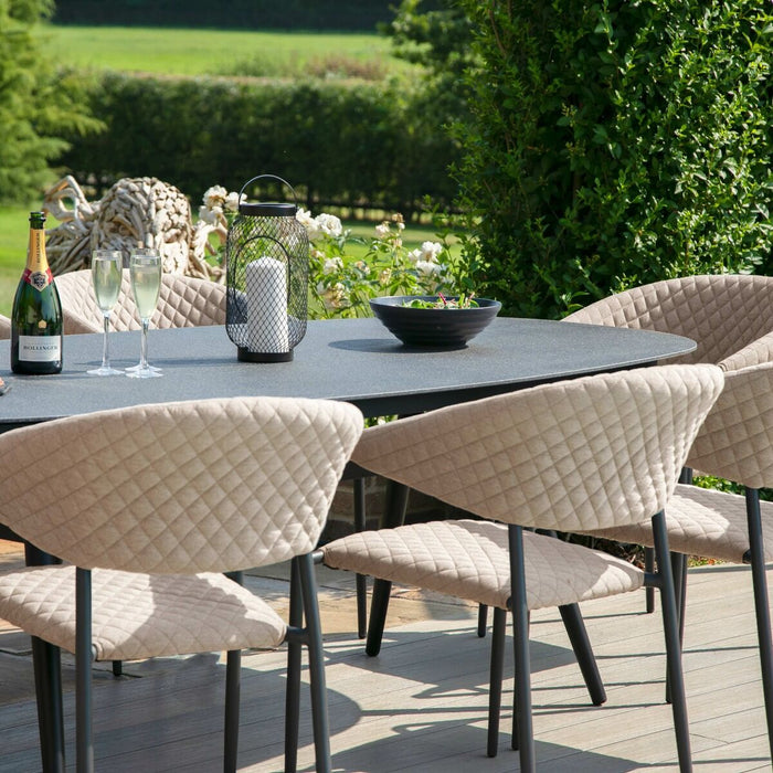 Set of 4 Outdoor Fabric Pebble Dining Chairs