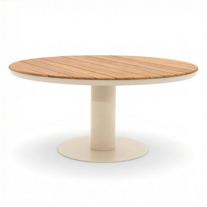 Sicily 6 Seat Round Pedestal Teak Garden Dining Table - Latte