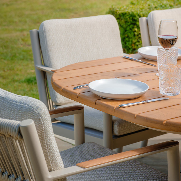 Sicily Rope Weave 8 Seat Rectangular Dining Set - Latte