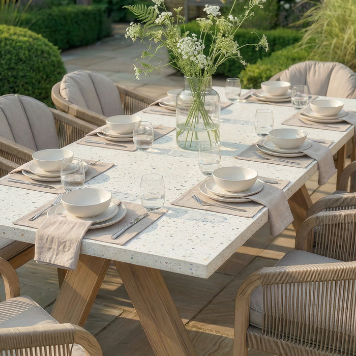 Antigua 8 Seat Rectangular Garden Dining Table - Terrazzo