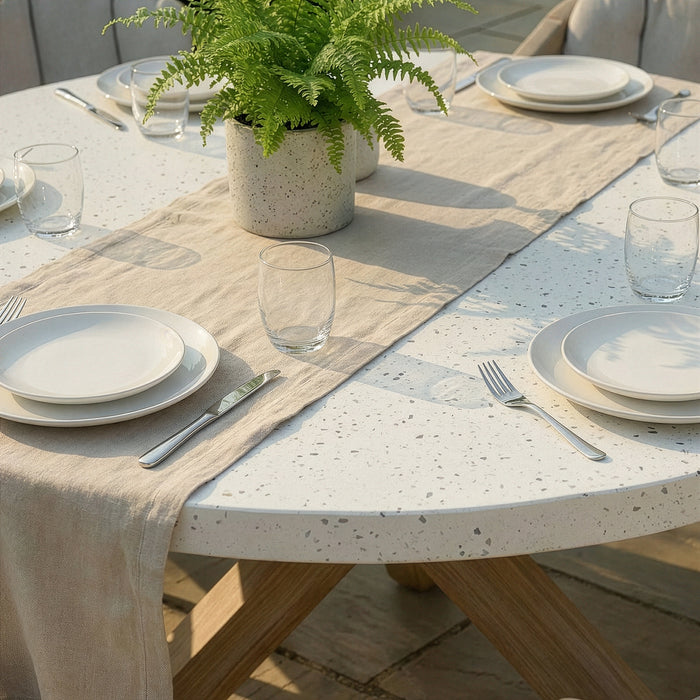 Antigua 6 Seat Round Garden Dining Table - Terrazzo