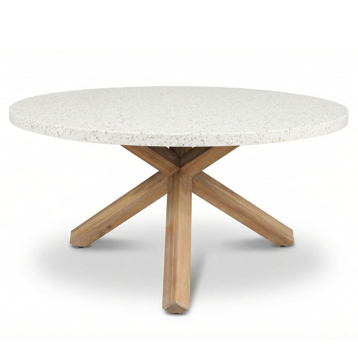 Antigua 6 Seat Round Garden Dining Table - Terrazzo