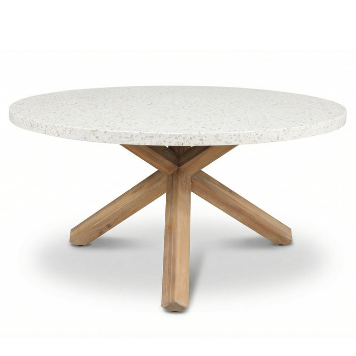Antigua 6 Seat Round Garden Dining Table - Terrazzo