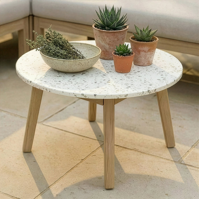 Antigua Large Round Garden Side Table - Terrazzo