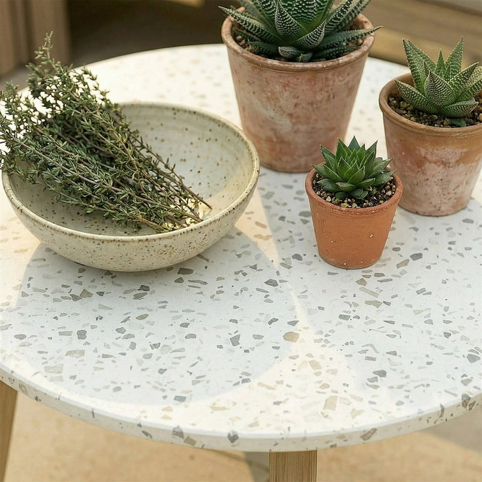 Antigua Large Round Garden Side Table - Terrazzo