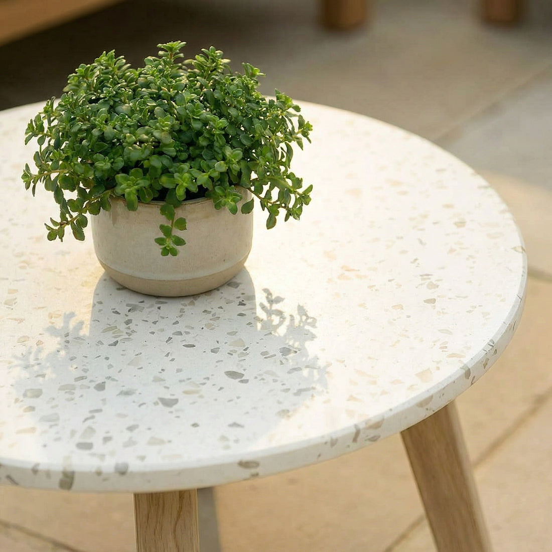 Antigua Small Round Garden Side Table - Terrazzo