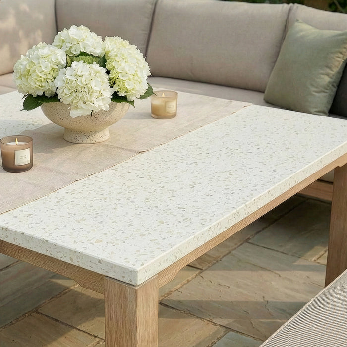 Antigua Rope Weave Square Corner Dining Sofa Set with Footstools - Terrazzo