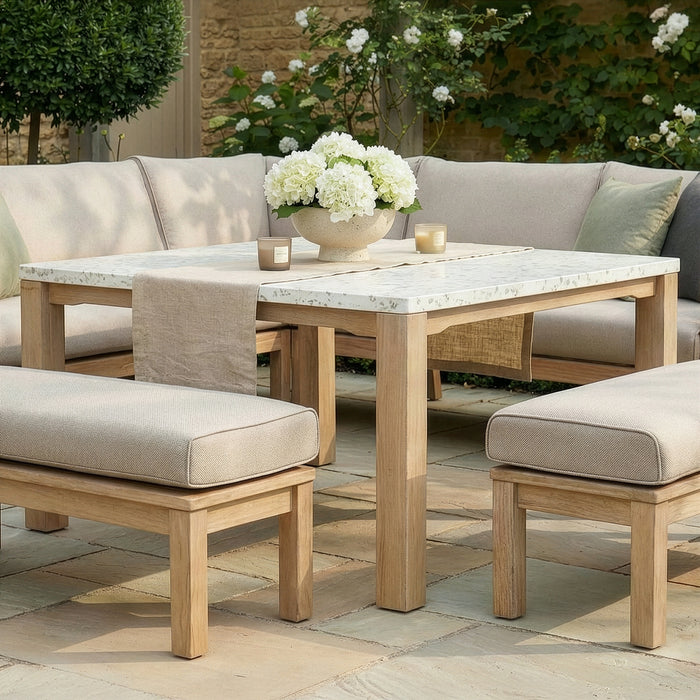 Antigua Rope Weave Square Corner Dining Sofa Set with Footstools - Terrazzo