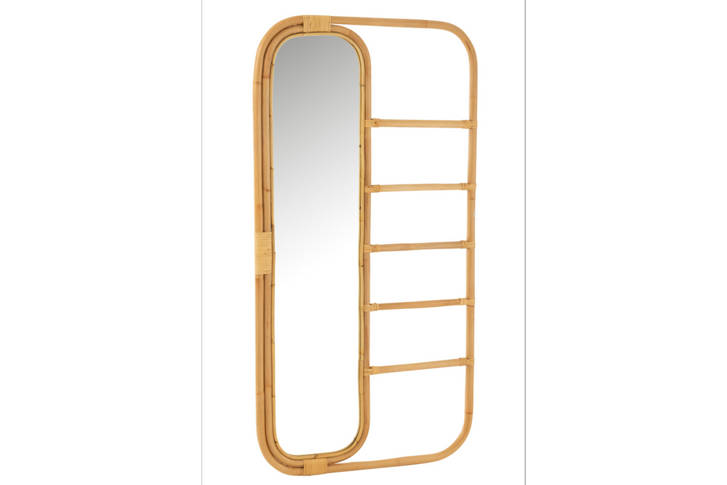 Wall Mirror Ladder 152cm Rattan Natural