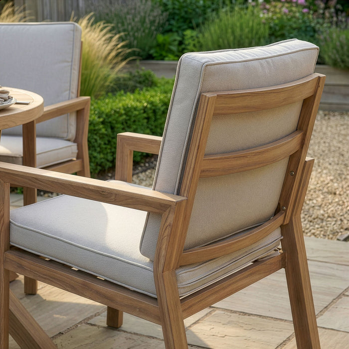 New York 6 Seat Round Aluminium Dining Set - Wood Effect