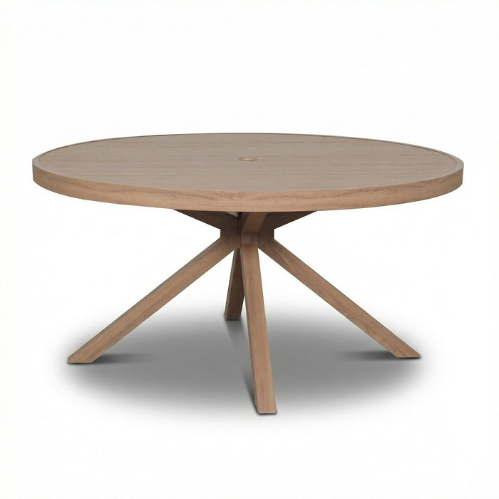 New York 6 Seat Round Aluminium Dining Set - Wood Effect