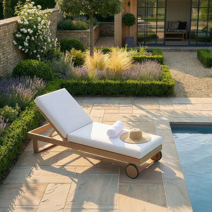 New York Aluminium Single Sunlounger - Wood Effect