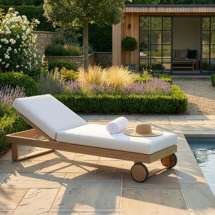 New York Aluminium Single Sunlounger - Wood Effect