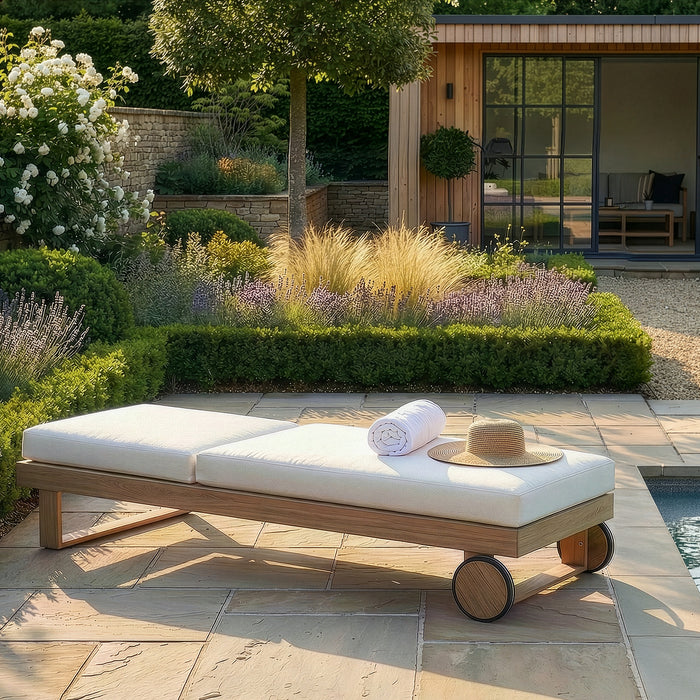 New York Aluminium Single Sunlounger - Wood Effect