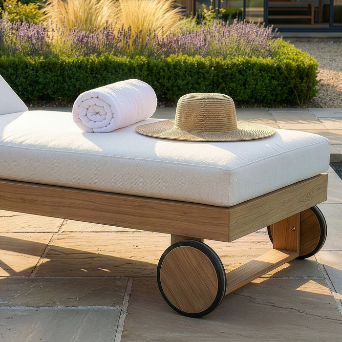 New York Aluminium Single Sunlounger - Wood Effect