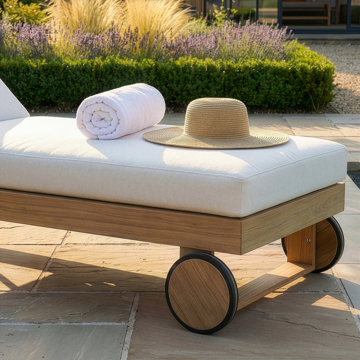 New York Aluminium Single Sunlounger - Wood Effect