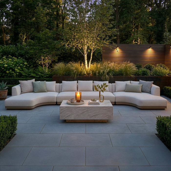 Outdoor Fabric Lyon Large U Shape Sofa Set - Pebble