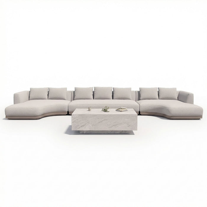 Outdoor Fabric Lyon Large U Shape Sofa Set - Pebble