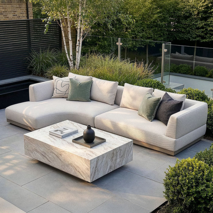 Outdoor Fabric Lyon Left-Handed Small Corner Sofa Set - Pebble