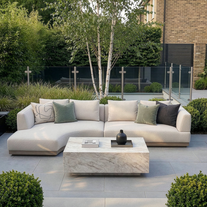 Outdoor Fabric Lyon Left-Handed Small Corner Sofa Set - Pebble