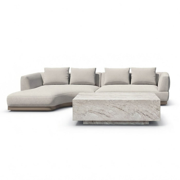 Outdoor Fabric Lyon Left-Handed Small Corner Sofa Set - Pebble