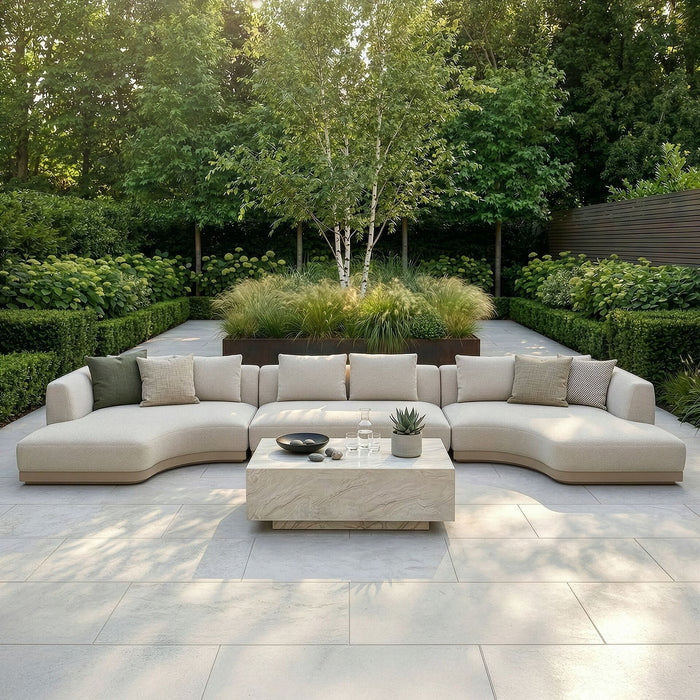 Outdoor Fabric Lyon Small U Shape Sofa Set - Pebble