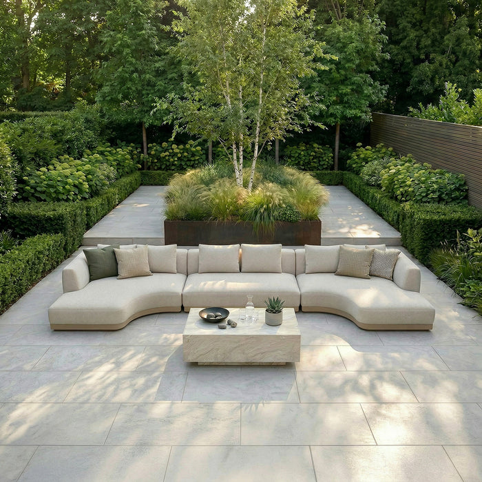 Outdoor Fabric Lyon Small U Shape Sofa Set - Pebble