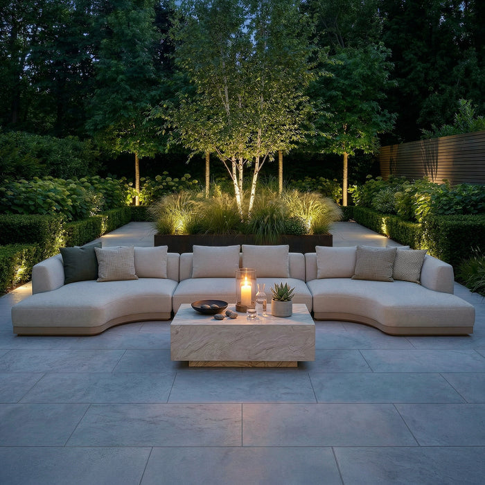 Outdoor Fabric Lyon Small U Shape Sofa Set - Pebble